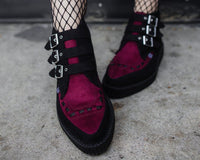 Black & Burgundy 3-Buckle Pointed Creeper Boot