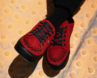 Red Suede Lace-Up Creeper Sneaker