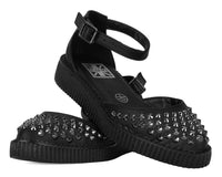 Black TUKskin™ Pointed Studded Sandal