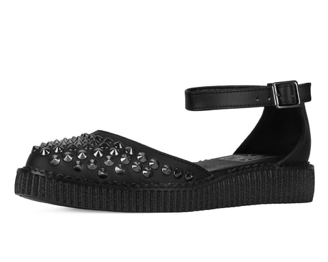 Black TUKskin™ Pointed Studded Sandal