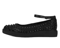 Black Spiked Pointed Ballet Ankle Strap Creeper