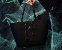 Black Studded Tassel Tote Bag