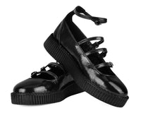 Black Crinkle Patent Multi-Strap Viva Low Mary Jane