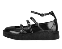 Black Crinkle Patent Multi-Strap Viva Low Mary Jane