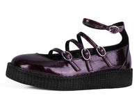 Burgundy Crinkle Patent Multi-Strap Viva Low Mary Jane