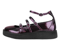 Burgundy Crinkle Patent Multi-Strap Viva Low Mary Jane