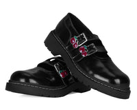 Black Leather Cherry Buckle Mary Jane