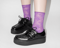 Purple Floral Mesh Sock