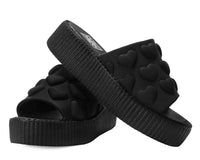 Black Puff Heart Mondo Sandal