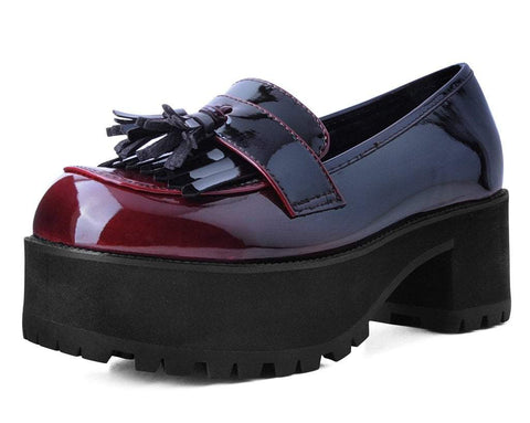 Burgundy Gradient Loafer Platform